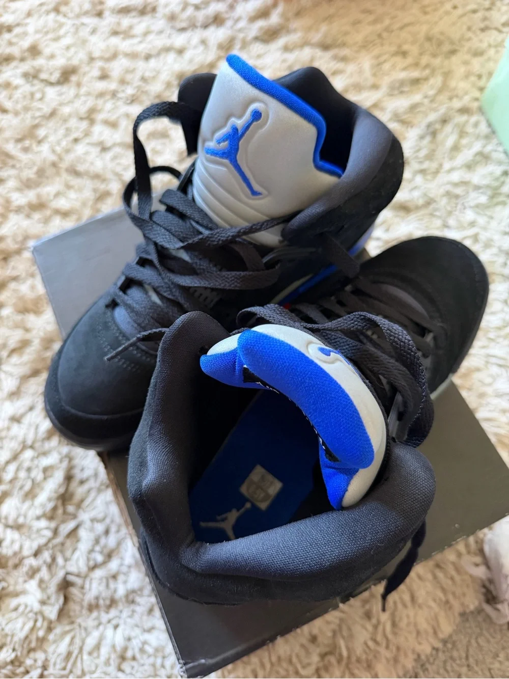 Size 6.5 Jordan 5’s Kids Black and Blue